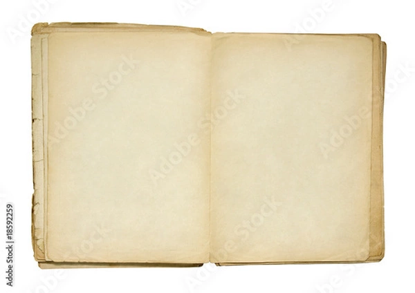 Fototapeta Open old blank book with clipping path