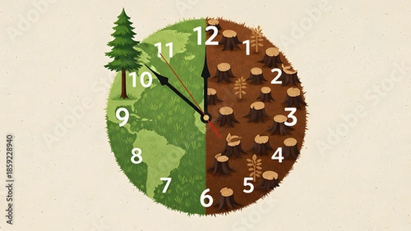 Obraz Deforestation Clock Environmental Concept