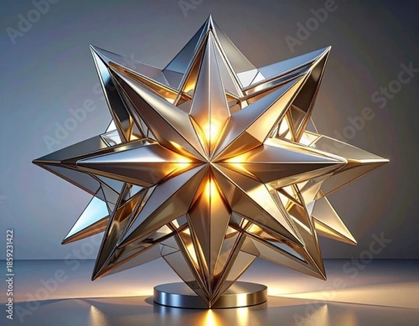 Obraz Complex, metallic star sculpture with internal lighting