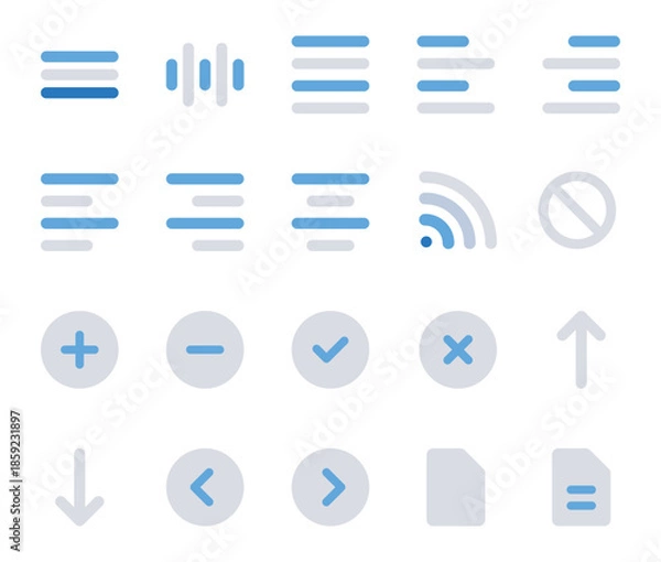 Obraz Blue color icons set for User interface.