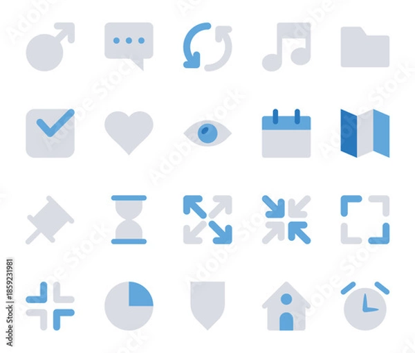 Obraz Blue color icons set for User interface.