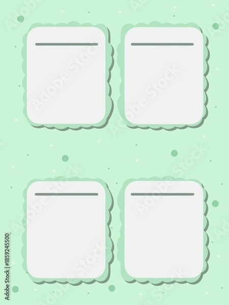 Fototapeta Cute green white notes background