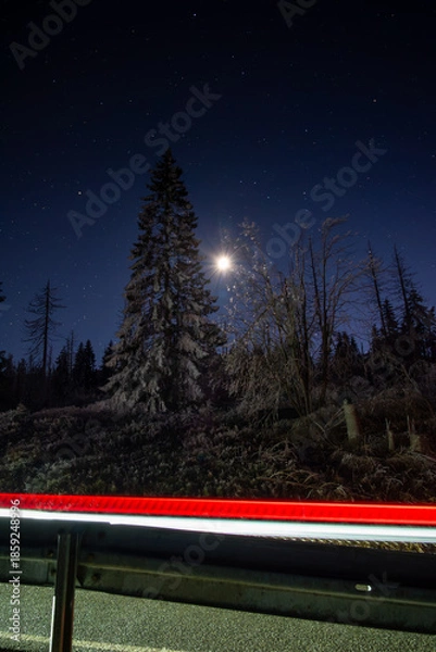 Obraz Mountain light stripe car ice 