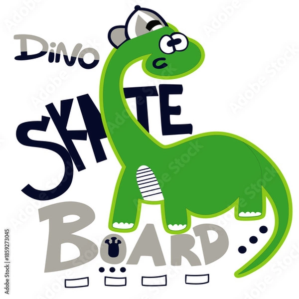 Obraz Dino skate board print vector art