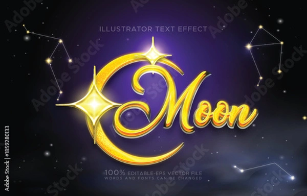 Obraz MOON | Celestial Golden Star & Galaxy Text Effect Vector Template