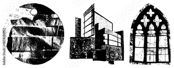 Obraz architectural elements abstracted in black and white vector style