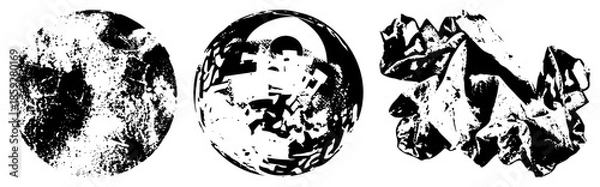 Obraz three abstract black and white vector illustrations