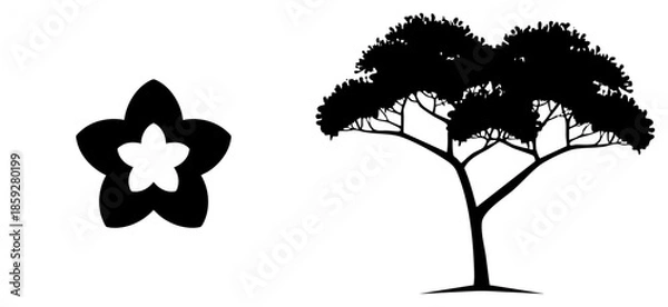 Obraz flower and tree silhouette vector