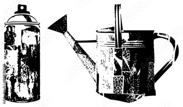 Obraz spray can and watering can vector illustration