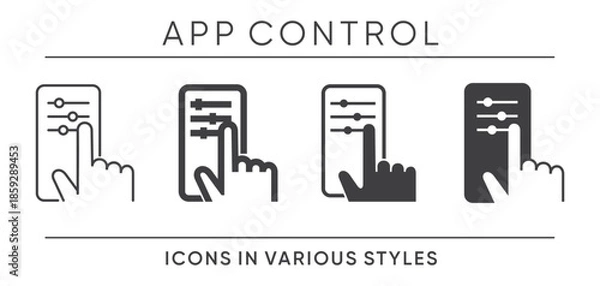 Obraz App control feature icons set in various styles