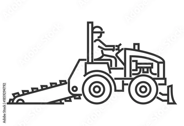 Obraz Trencher machine icon in bold line and side view