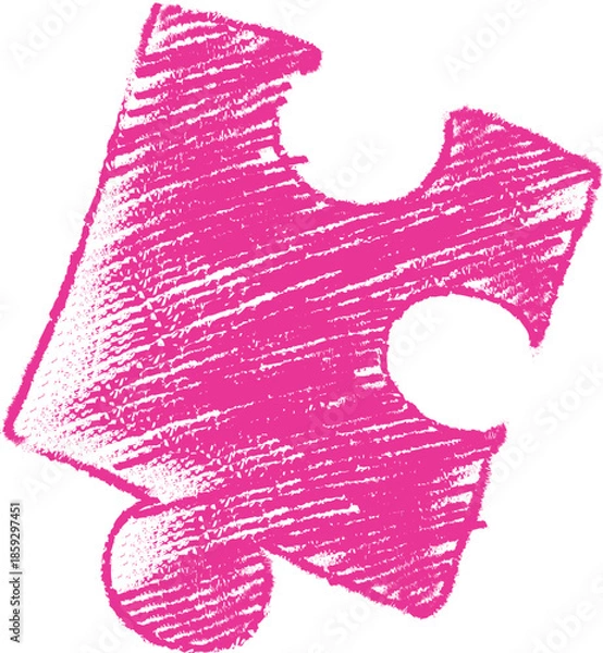 Obraz Pink puzzle piece icon hand drawn vector illustration