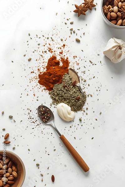 Obraz AI Image Of A Bunch Of Different Spices And Ingredients For Cooking On A Plate
