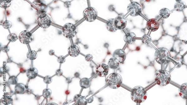 Fototapeta Molecules Floating in Space, Interconnected Molecular Structure on White Background