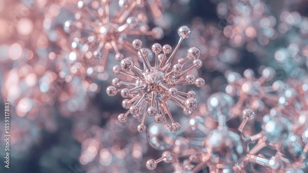 Fototapeta Complex Molecule, Hyper Detailed Interconnected Atoms, 3D Molecular Structure Background