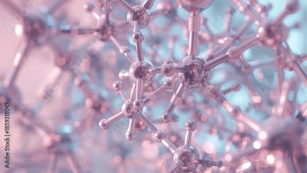 Fototapeta Complex Molecule, Hyper Detailed Interconnected Atoms, 3D Molecular Structure Background