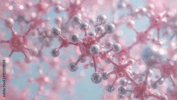 Fototapeta Complex Molecule, Hyper Detailed Interconnected Atoms, 3D Molecular Structure Background