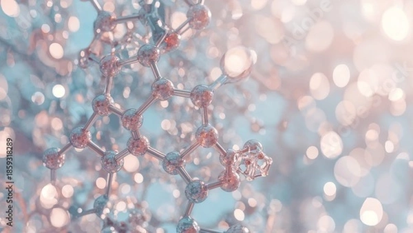 Fototapeta Complex Molecule, Hyper Detailed Interconnected Atoms, 3D Molecular Structure Background