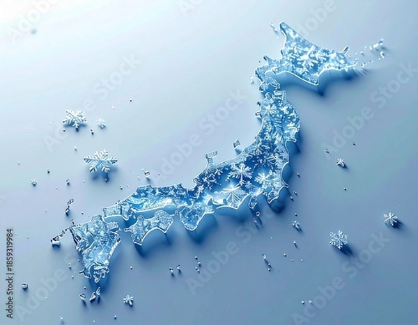 Obraz 雪のイメージの日本地図（ai生成画像）