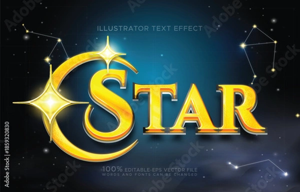 Obraz star celestial golden star and galaxy text effect vector