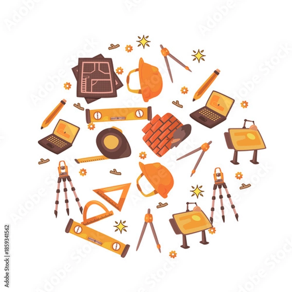 Fototapeta architect equipment circle pattern