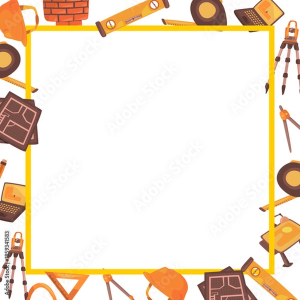 Obraz architect equipment outer frame square with square border