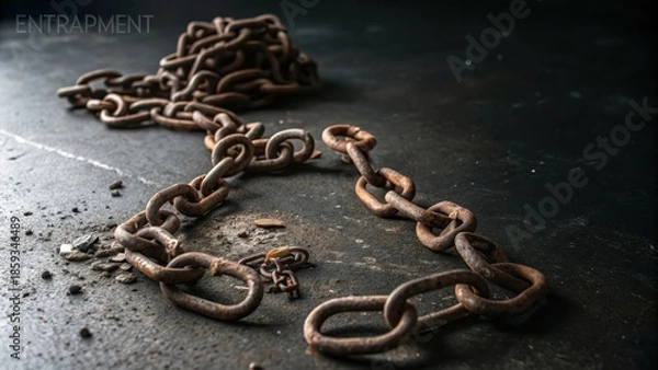 Obraz Interlocking Rusted Metal Chains Forming a Textured Surface