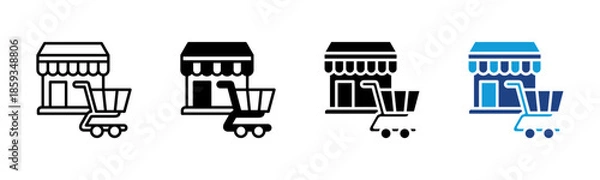 Obraz Market icon set multiple style collection