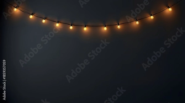 Obraz warm string lights on dark background with copy space