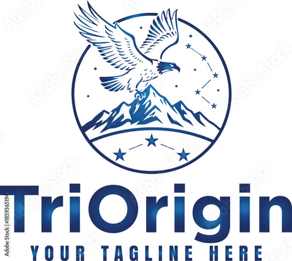 Obraz Eagle Bird and Compass Illustration Logo Design.