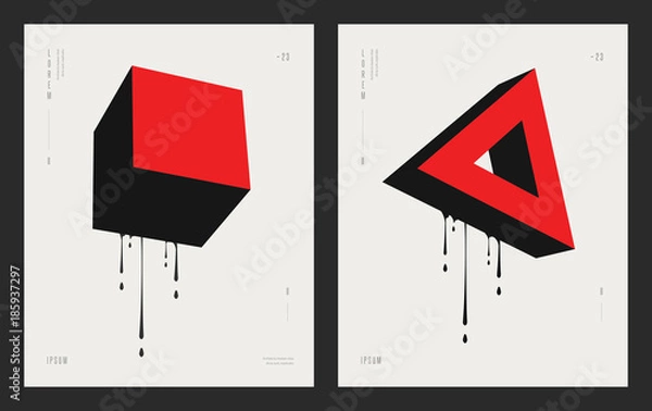 Fototapeta Modern abstract geometric design. Futuristic posters flyers with liquid ink splashes. Eps 10 vector illustration