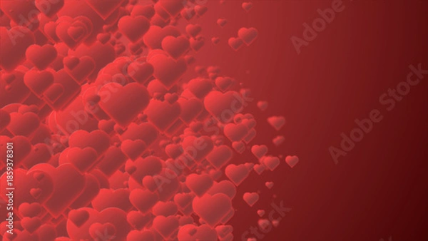 Obraz Array of Red Hearts Floating in Gradient Space