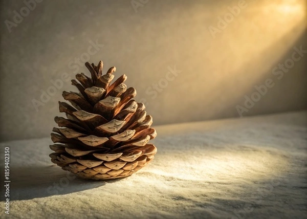Obraz Single Pine Cone Winter Light Neutral Natural Decor