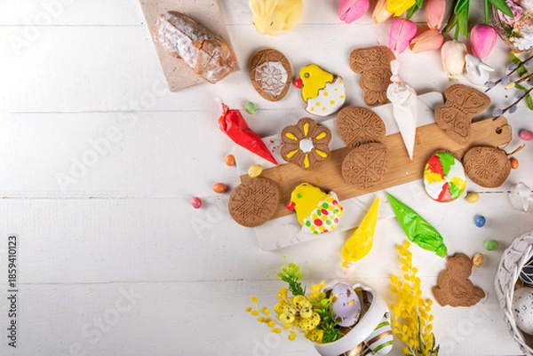Obraz Easter cookies making background