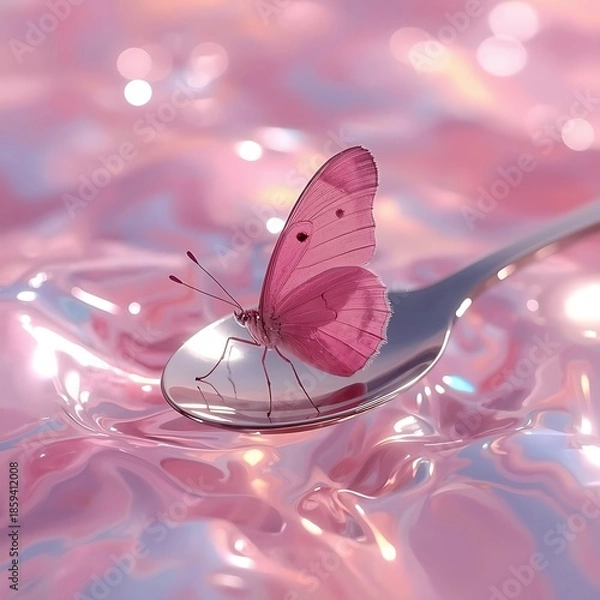 Obraz butterfly on a pink background