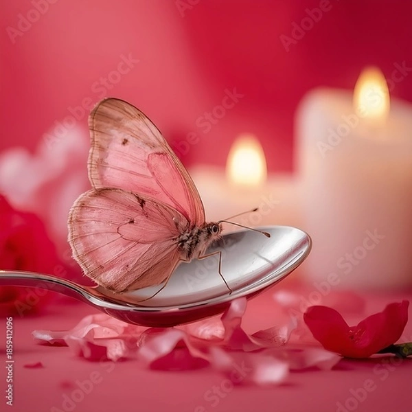 Obraz Rosebutterfly on a red background