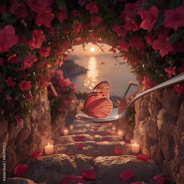 Obraz butterfly on a red background