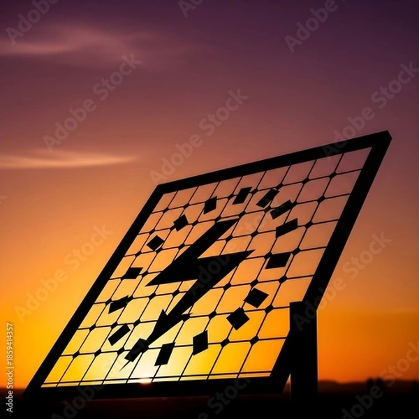 Fototapeta Solar panel at sunset