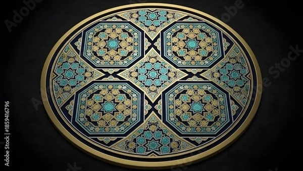 Fototapeta Ornate circular table with intricate patterns