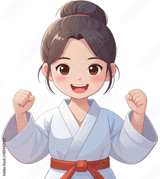 Obraz 태권도_여자아이_빨간띠_태권도복