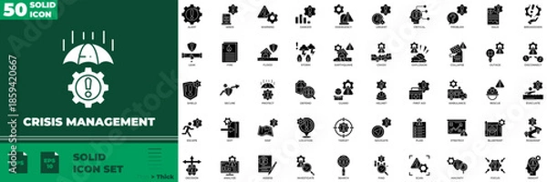 Obraz Crisis Management Solid Editable Icons set