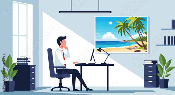 Obraz Modern Office Workspace Illustration