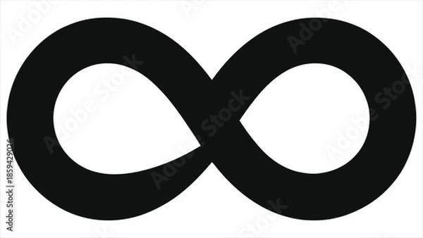 Obraz Romantic Infinity Heart Symbol Vector Illustration – Minimal Black Love Eternity Icon for Valentine’s Day, Wedding, Anniversary, Tattoo Design, Digital Art, Romantic Gifts, or Cards