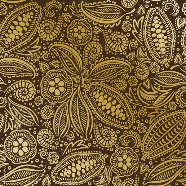 Fototapeta cacao beans seamless pattern