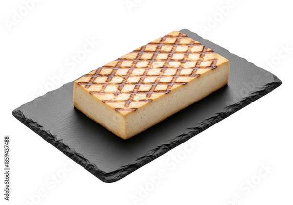 Obraz Grilled Tofu Block on Slate Serving Board