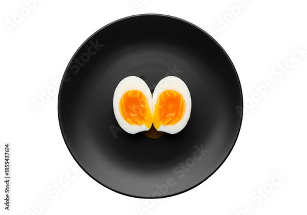 Obraz Perfectly Soft Boiled Egg Cut in Half on Plate