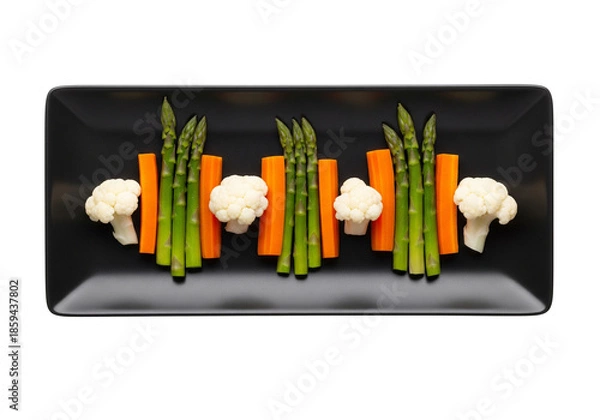 Obraz Healthy Raw Vegetable Platter on a Black Serving Dish