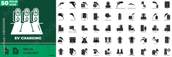 Obraz EV Charging Solid Editable Icons set