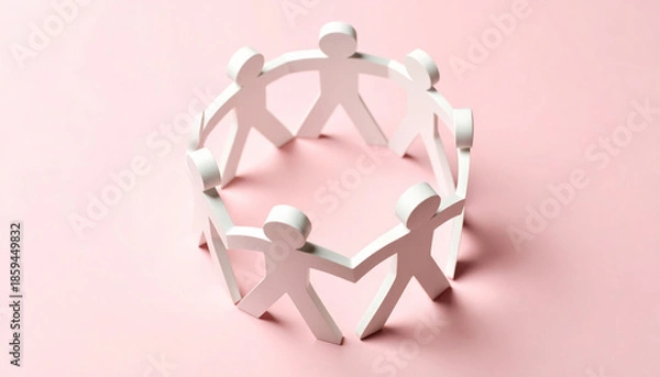 Fototapeta 3D Hug Concept, Abstract Human Embrace, Emotional Support Model on Solid Background