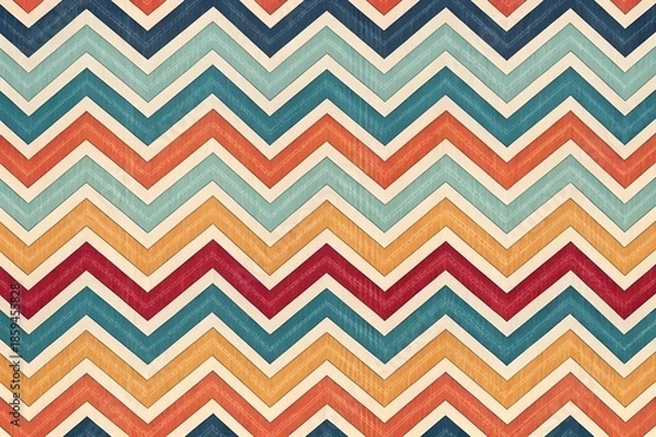Fototapeta Vibrant chevron pattern with colorful zigzag design elements